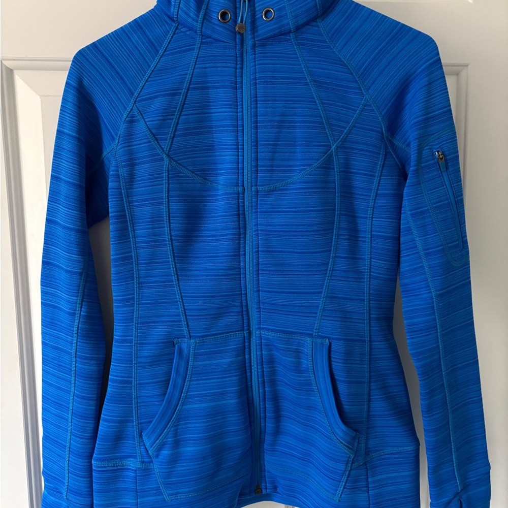 Athleta Blue Striped Zip-Up Jacket/hoodie